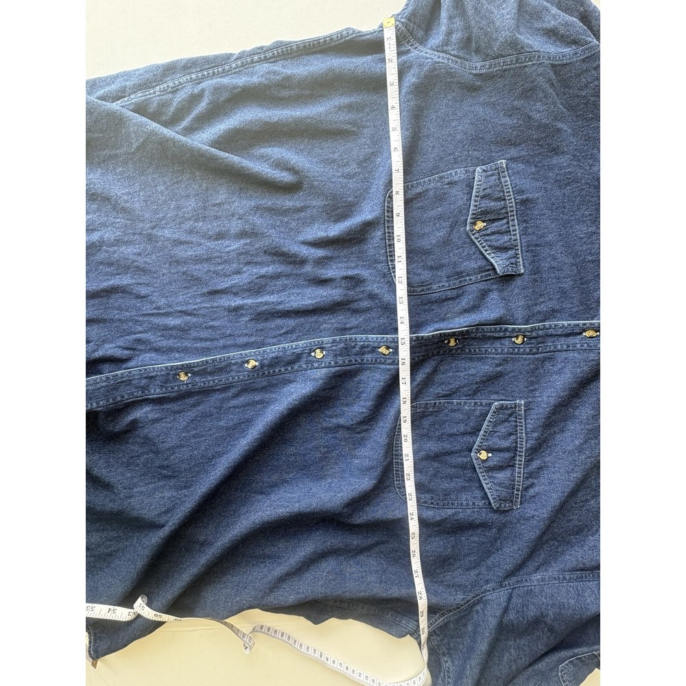 Vintage Salmon River Traders 4XLT Denim Shirt Blue Short Sleeve Western - Picture 6 of 7